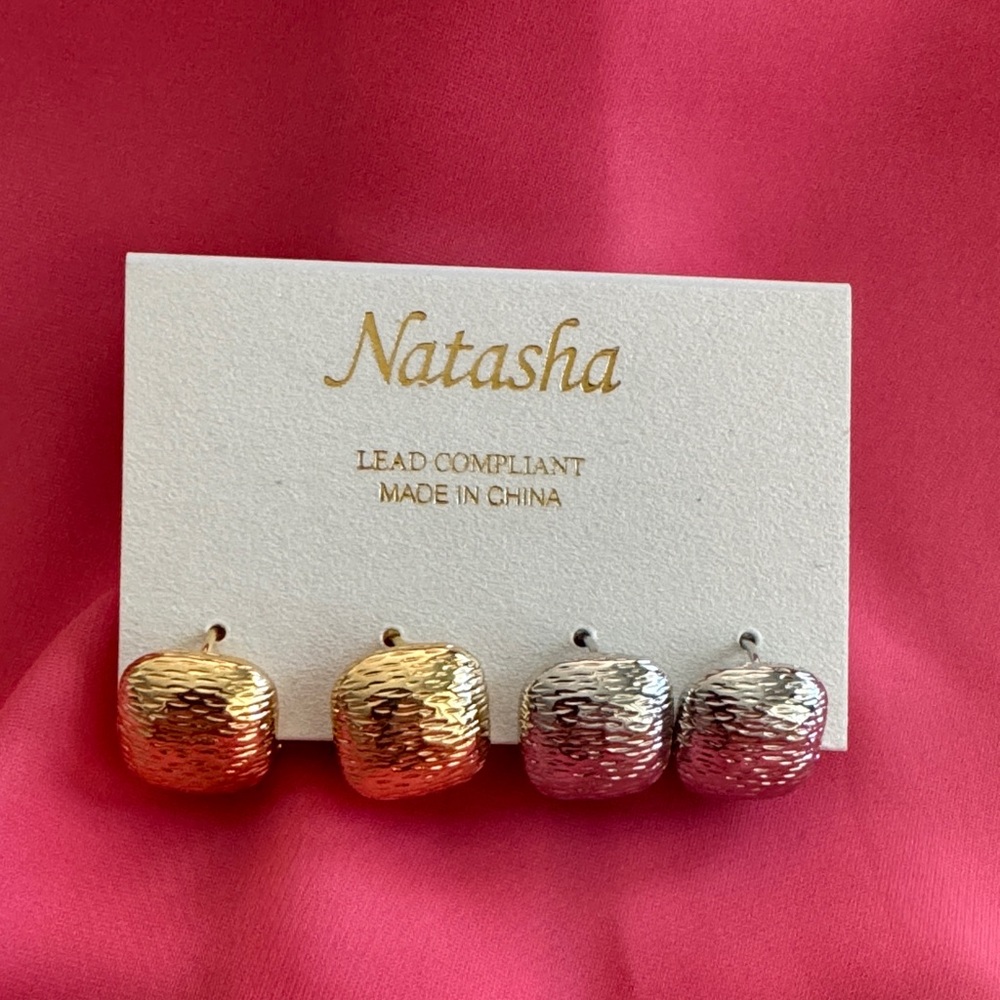 Natasha Gold and Silver Earrings Set